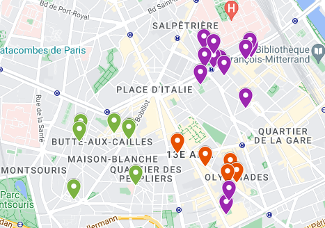 Quels sont les sous quartiers ou zones connues du 13ème arrondissement de Paris